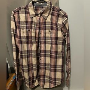 CARHARTT PINK, PURPLE, AND WHITE FLANNEL- women’s size small (4/6)